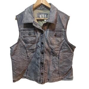 Erin London vest nwot laminated gray/blue denim in Sz XL rock n roll